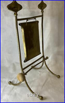 Antique Art Nouveau Brass Dinner Gong Bell Striker Table Top Crafts Aesthetic