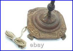 Antique Art Nouveau Cast Iron Floor Lamp Brass Swan Bridge Arm Floor Lamp