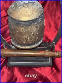 Antique Asian Chinese Gong Bell, With Stand And Striker, Brass Or Bronze