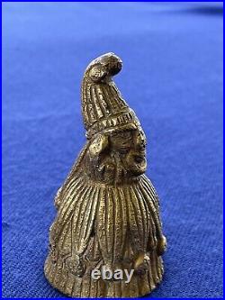 Antique Asian Solid Brass Art Bell Monkkey Face Figurine Home Decor Sound Metal