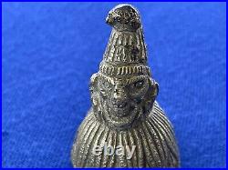 Antique Asian Solid Brass Art Bell Monkkey Face Figurine Home Decor Sound Metal