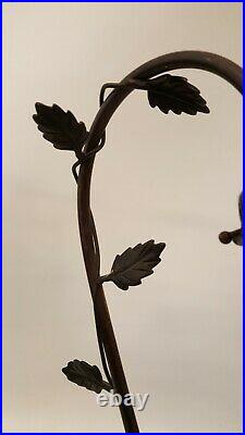 Antique Aurene Signed Lamp Shade 17 Tall Bronze Art Nouveau Lamp Leaves