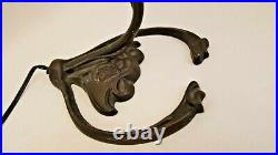 Antique Aurene Signed Lamp Shade 17 Tall Bronze Art Nouveau Lamp Leaves