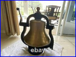 Antique Authentic Brass Train Locomotive Bell Apx 14.5 / Cast Iron Yoke Cradle