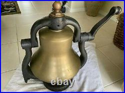 Antique Authentic Brass Train Locomotive Bell Apx 14.5 / Cast Iron Yoke Cradle