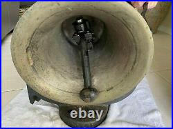 Antique Authentic Brass Train Locomotive Bell Apx 14.5 / Cast Iron Yoke Cradle