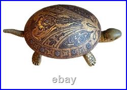 Antique BOJ Eibar Spain Damascene Mechanical Turtle Desk Bell Pat 19536 30366