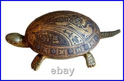 Antique BOJ Eibar Spain Damascene Mechanical Turtle Desk Bell Pat 19536 30366