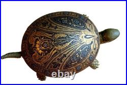 Antique BOJ Eibar Spain Damascene Mechanical Turtle Desk Bell Pat 19536 30366
