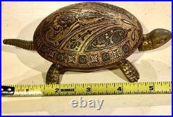 Antique BOJ Eibar Spain Damascene Mechanical Turtle Desk Bell Pat 19536 30366