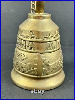 Antique BRASS / BRONZE MONASTERY Wall Mount Ornate BELL LATIN INSCRIPTION ANGELS