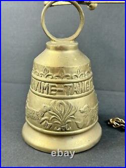 Antique BRASS / BRONZE MONASTERY Wall Mount Ornate BELL LATIN INSCRIPTION ANGELS