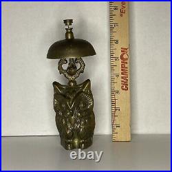 Antique BRASS OWL BELL Hotel Check-In General Store Counter Post Office Bell