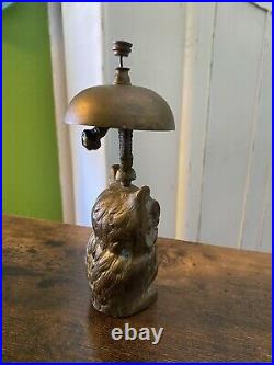 Antique BRASS OWL BELL Hotel Check-In General Store Counter Post Office Bell