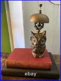 Antique BRASS OWL BELL Hotel Check-In General Store Counter Post Office Bell