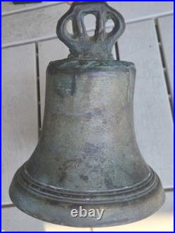 Antique BRONZE MISSION BELL, Large Spanish Colonial Brass Church No CLAPPER