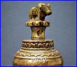 Antique Balinese brass temple bell with Nandi from Bali, Indonesia, c. 1920-40