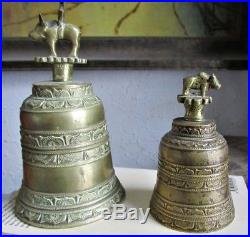 Antique Balinese brass temple bell with Nandi from Bali, Indonesia, c. 1920-40