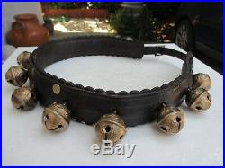 Antique Beautiful For Ceremonies Horse Leather Collar Ornate With 12 Brass Bell
