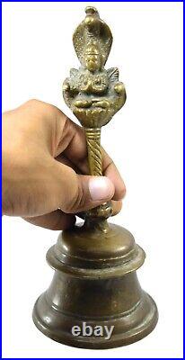Antique Bell Brass Hindu God Garuda Temple Bell Old Rare Collectible. I9-115
