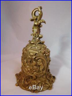 Antique Bell Bronze Brass Hand Dinner Table Cherubs FIGURE Goat Gargoyle Ornate