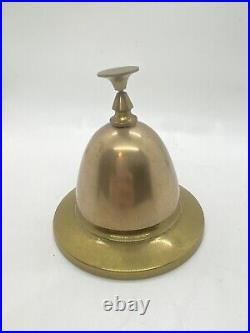 Antique Bell Victorian English Brass Reception Desk Service Bell Signed 1870