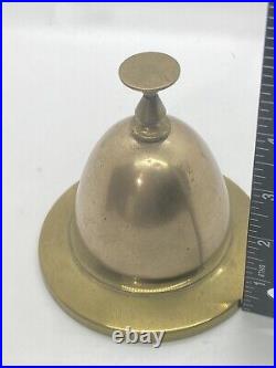 Antique Bell Victorian English Brass Reception Desk Service Bell Signed 1870