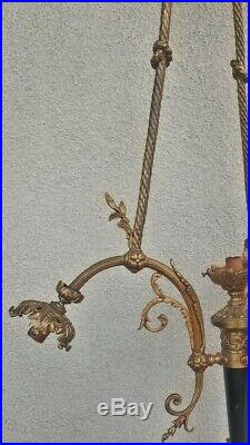 Antique Belle Epoche French Dore Bronze & Enamel Empire Chandelier For Refurbish