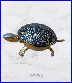 Antique Boj Eibar Damasquina Brass Turtle Hotel Dinner Desk Bell Spain Vintage