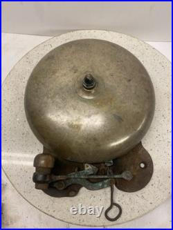 Antique Boxing Bell Ring Side Brass Bell 10 Inches Diameter Wooden Striker, Heavy