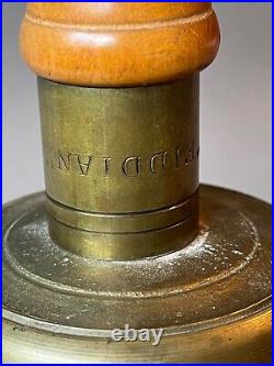 Antique Brass 1920's English School Master's Bell Signed Fiddian Maple Handle