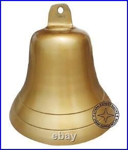 Antique Brass 9 Inch Large Ship's Wall & Hanging Bell Brass Bracket & Lanyard