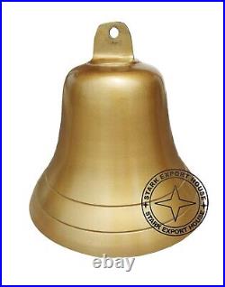 Antique Brass 9 Inch Large Ship's Wall & Hanging Bell Brass Bracket & Lanyard DD