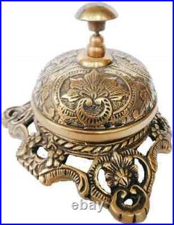 Antique Brass Beautiful Design Desk Bell, Nautical Hotel Counter Bell Lot of 5
