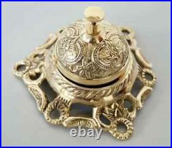 Antique Brass Beautiful Design Desk Bell, Nautical Hotel Counter Bell Lot of 5