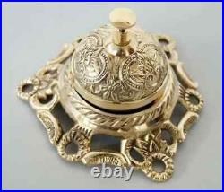 Antique Brass Beautiful Design Desk Bell, Nautical Hotel Counter Bell Lot of 5