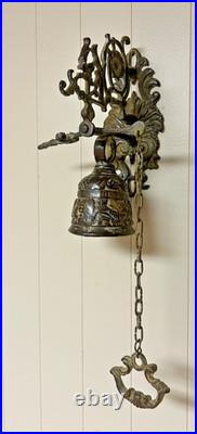 Antique Brass Bell Evangelist Bell Marcus Lucas Johannes Matheus Complete Chain