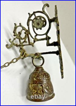 Antique Brass Bell Evangelist Bell Marcus Lucas Johannes Matheus Complete Chain