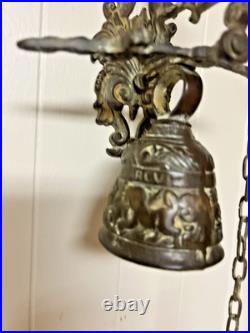 Antique Brass Bell Evangelist Bell Marcus Lucas Johannes Matheus Complete Chain