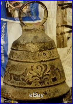 Antique Brass Bell Swan Wolf Animals Plants Latin Vocem-meam-a #1