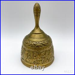 Antique Brass Bell Table Bell with Evangelist Embossed Decor 8x12.5cm