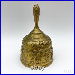 Antique Brass Bell Table Bell with Evangelist Embossed Decor 8x12.5cm