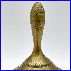 Antique Brass Bell Table Bell with Evangelist Embossed Decor 8x12.5cm