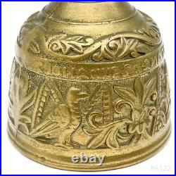 Antique Brass Bell Table Bell with Evangelist Embossed Decor 8x12.5cm