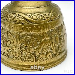 Antique Brass Bell Table Bell with Evangelist Embossed Decor 8x12.5cm
