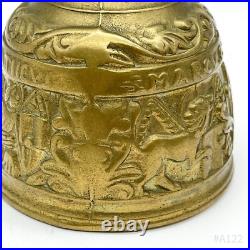 Antique Brass Bell Table Bell with Evangelist Embossed Decor 8x12.5cm