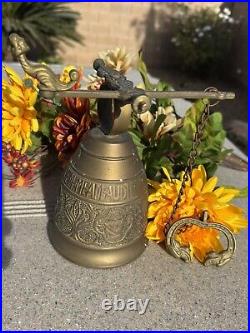 Antique Brass Bell Vocem Meam Audi Qui Me Tangit Dragon Motifs 19th Century