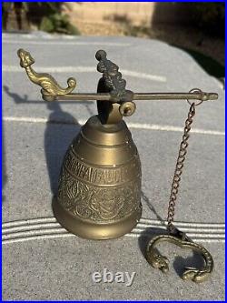 Antique Brass Bell Vocem Meam Audi Qui Me Tangit Dragon Motifs 19th Century