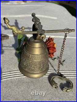 Antique Brass Bell Vocem Meam Audi Qui Me Tangit Dragon Motifs 19th Century