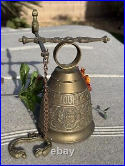 Antique Brass Bell Vocem Meam Audi Qui Me Tangit Dragon Motifs 19th Century